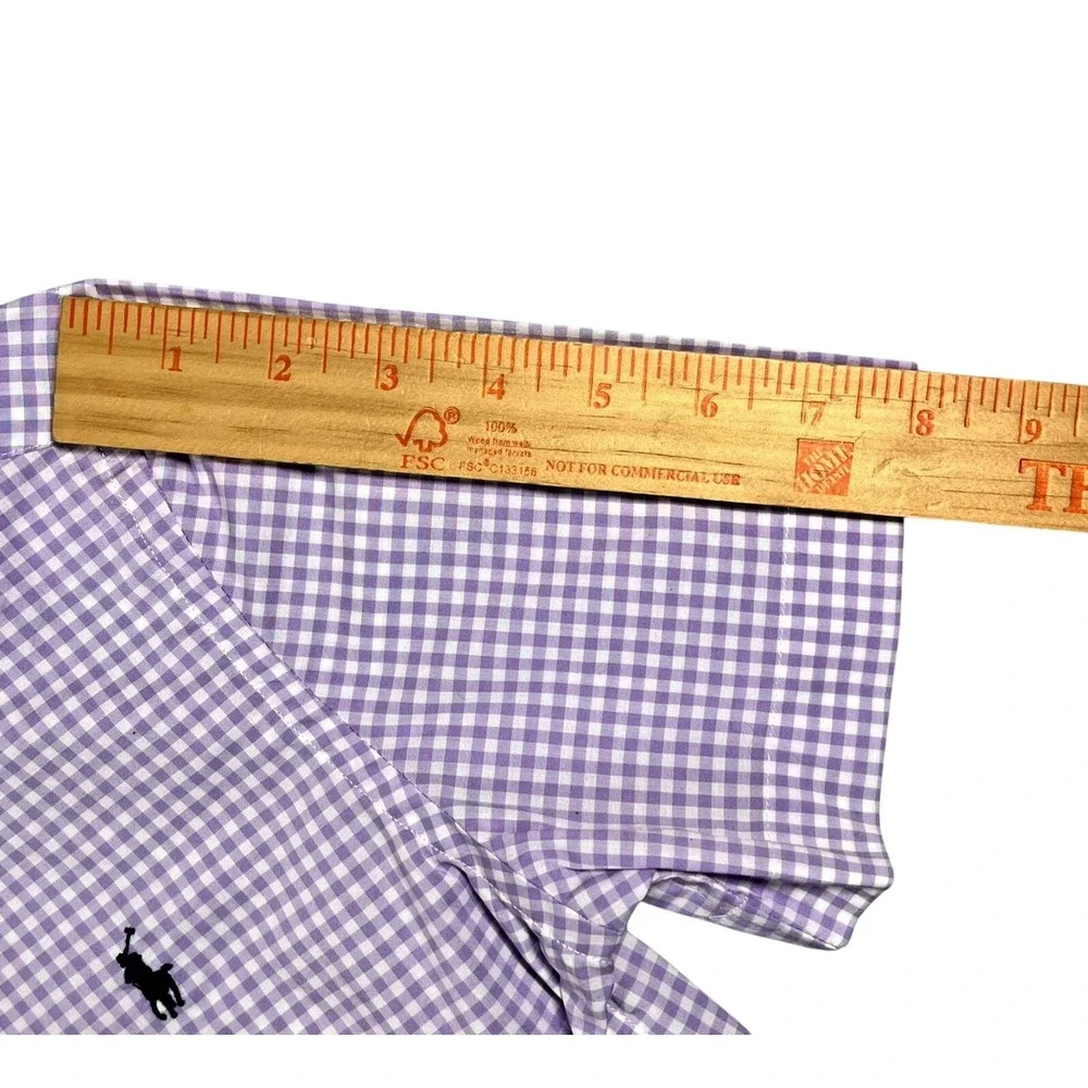 Ralph Lauren Natural Stretch Button Down Boy's‎ M (10-12) Gingham Check *Flaw